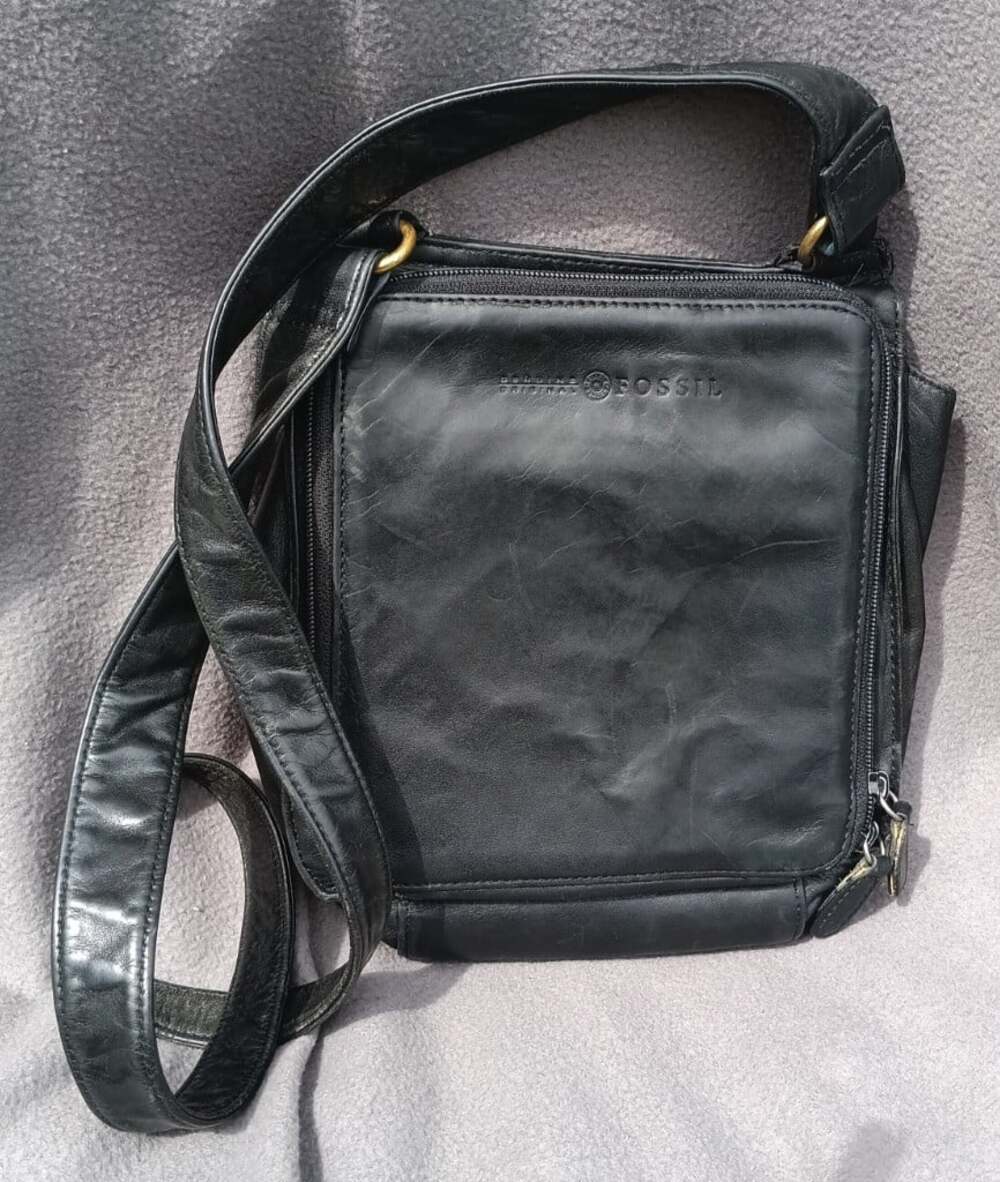 Fossil Black Leather Crossbody Bag